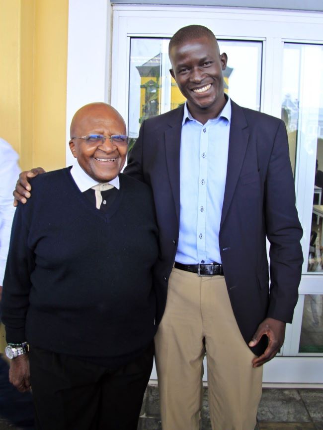2011 Tutu Fellow Victor Ochen and Archbishop Desmond Tutu when Victor was nominated for the Nobel Peace Prize
